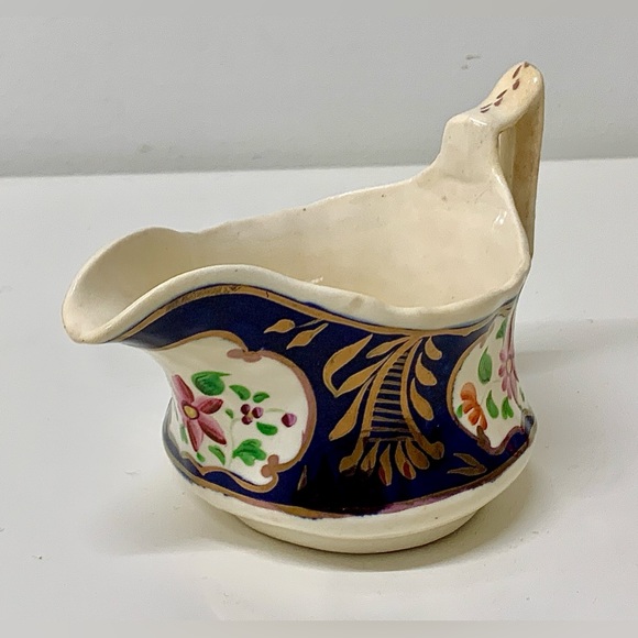 19th Century Gaudy Welsh Columbine Pattern Hand Painted Gravy Boat Creamer Jug - Picture 7 of 16
